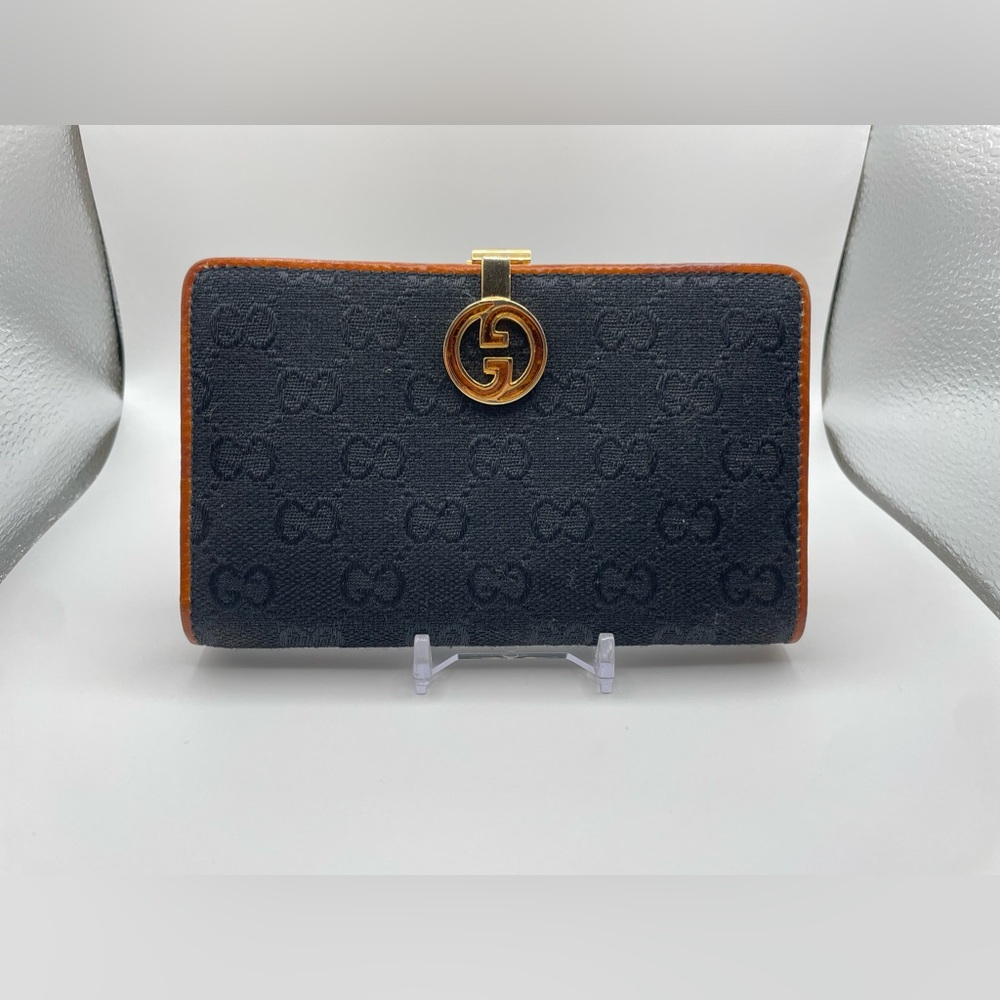 Gucci Vintage Black GG Canvas and Leather Wallet EXTREMELY RARE 100% Authentic